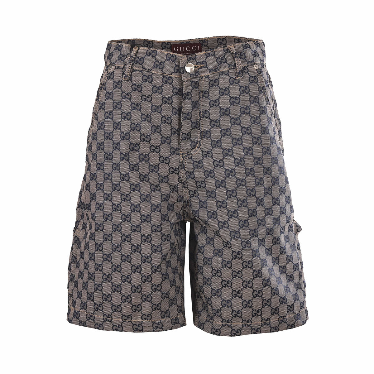 Gucci Grey GG Jacquard Relaxed-Fit Carpenter Denim Shorts