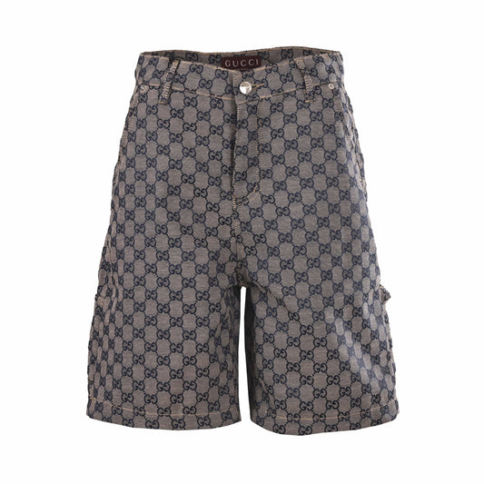 Gucci Grey GG Jacquard Relaxed-Fit Carpenter Denim Shorts