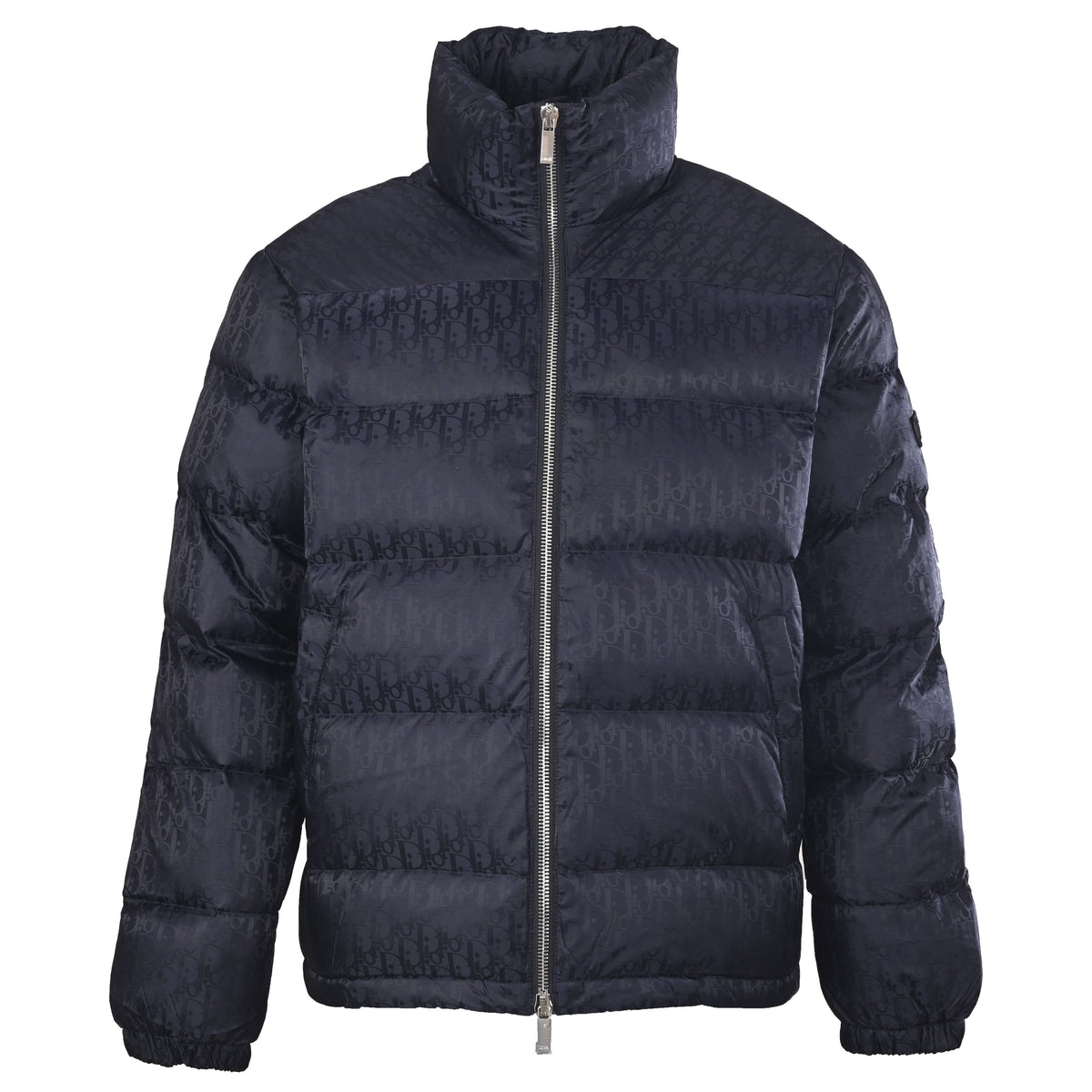 Christian Dior Tonal Monogram Down Jacket with Stand Collar for Winter Layering