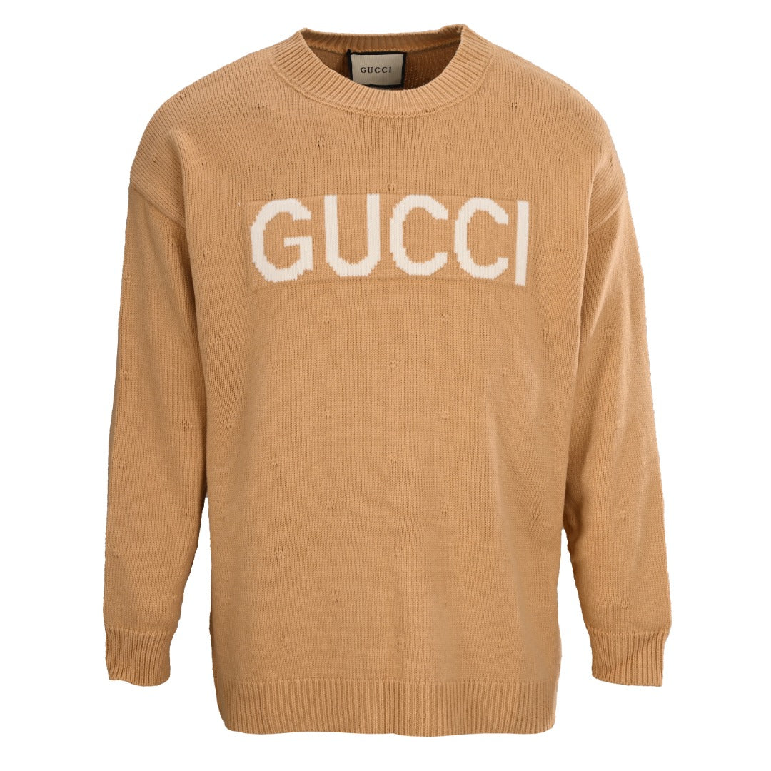 Gucci Unisex Polka Dot Logo Jacquard Wool Sweater