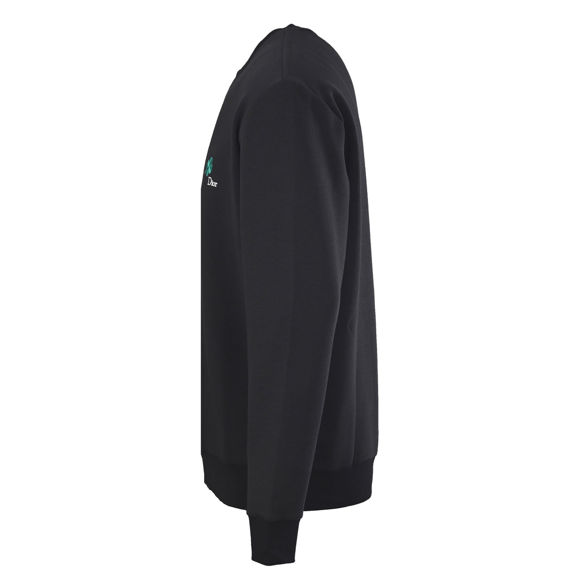 Christian Dior Four-Leaf Clover Embroidered Crewneck Sweatshirt, Casual Motif Pullover for Layering