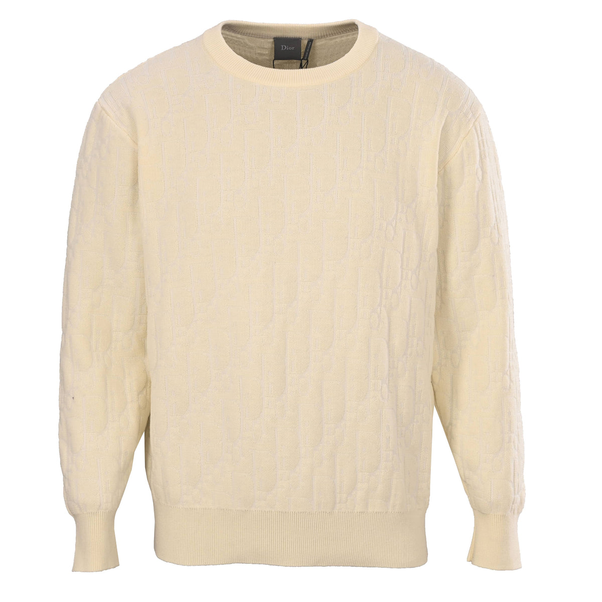 Christian Dior Tonal Pattern Crewneck Sweater, All-Over Jacquard Pullover for Understated Casual Style