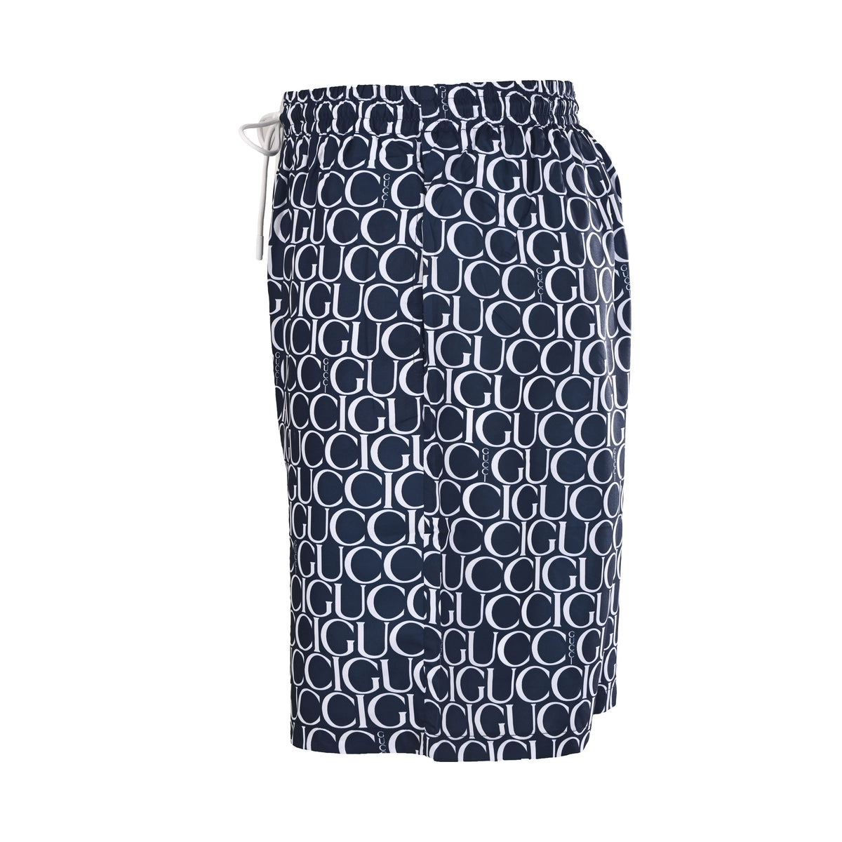 Gucci Navy All-Over Logo Print Drawstring Shorts