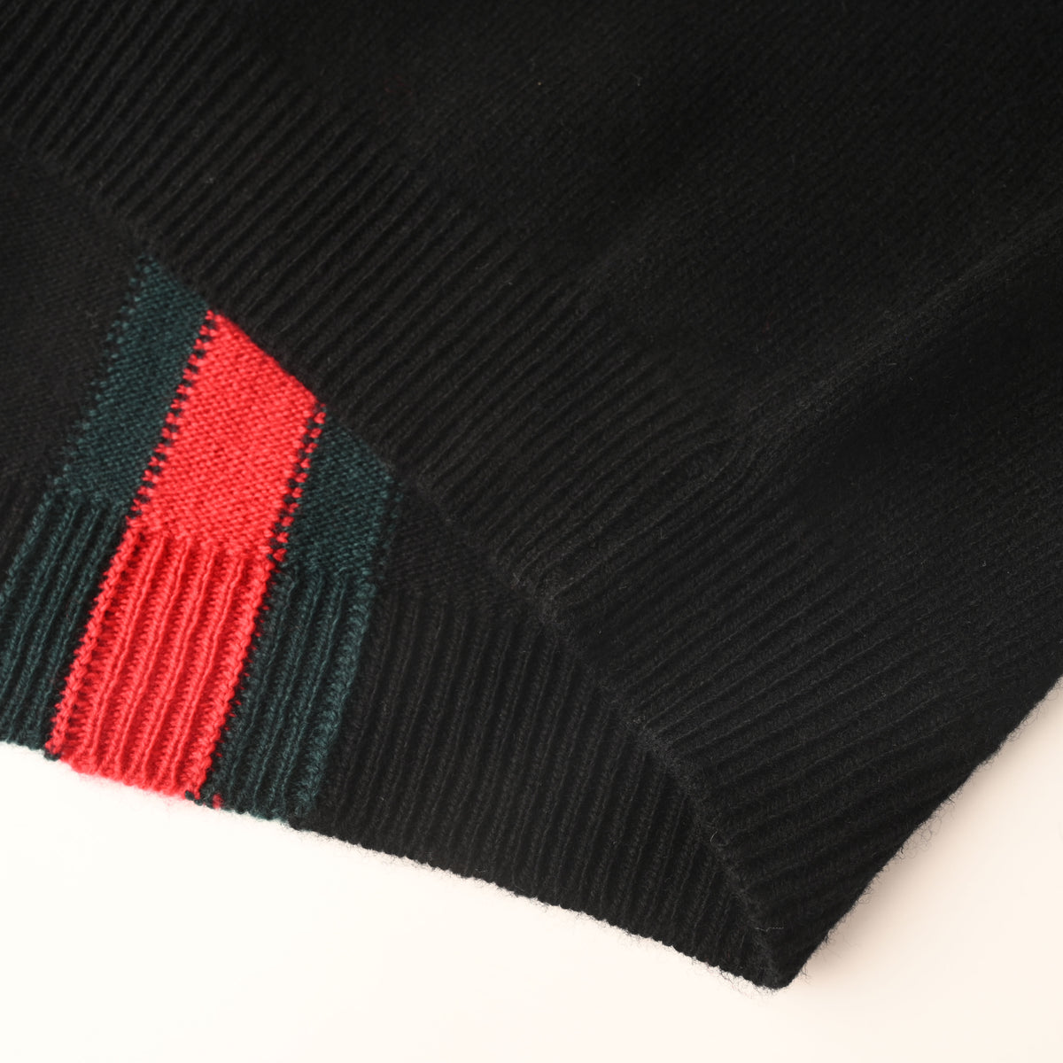 Gucci Black Red and Green Stripe Slim-Fit Wool Sweater