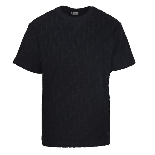 Christian Dior Letter Monogram Short-Sleeve T-Shirt with All-Over Jacquard Pattern