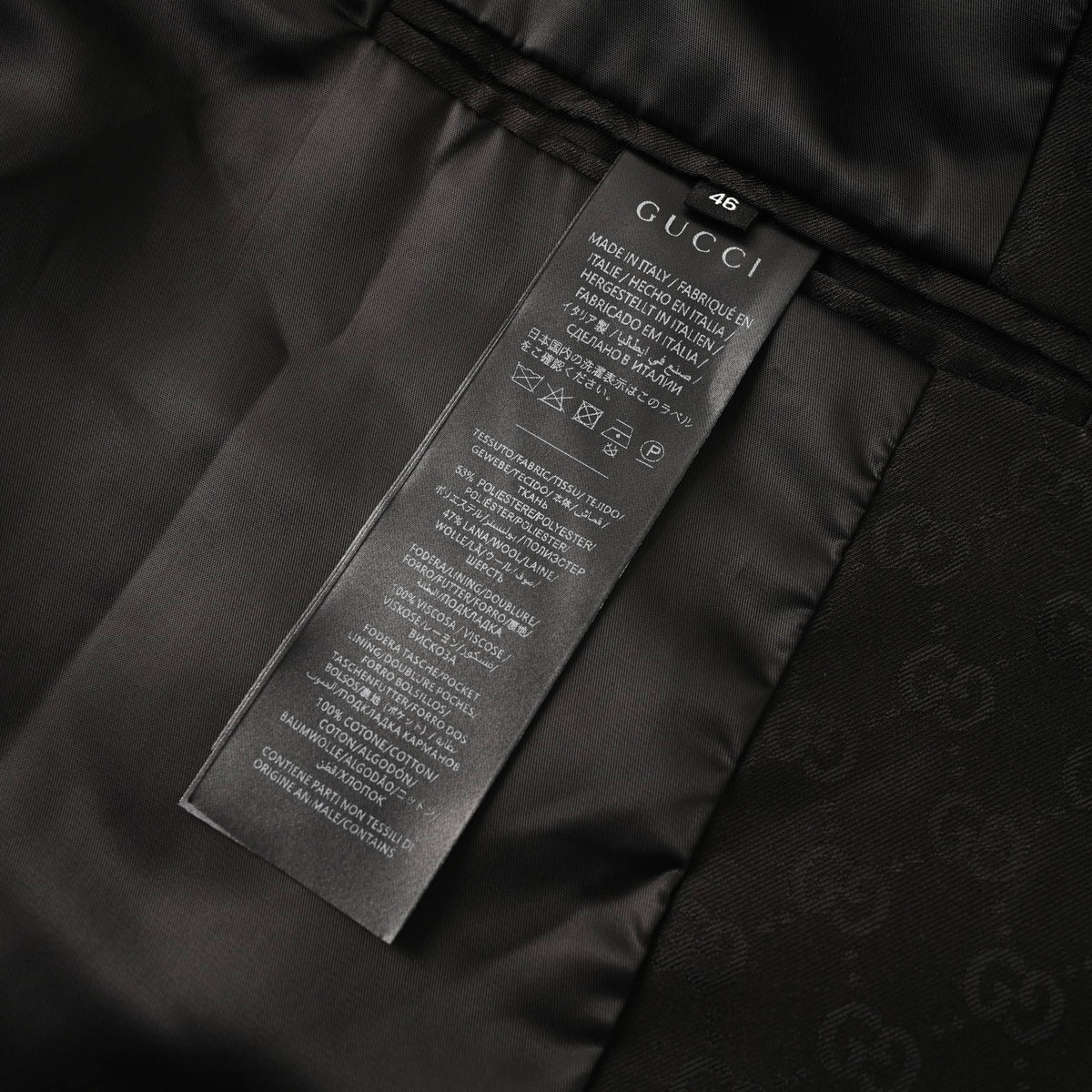 Gucci Black Tonal GG Jacquard Zip-Front Collared Jacket