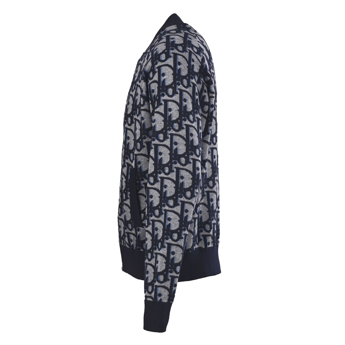 Christian Dior Large-Motif Jacquard Zip-Up Cardigan, Statement Knit Jacket for Casual Layering