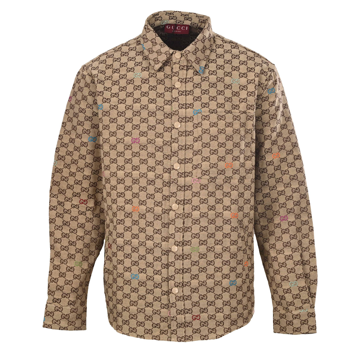 Gucci Multicolor GG Jacquard Cotton Canvas Shirt Jacket