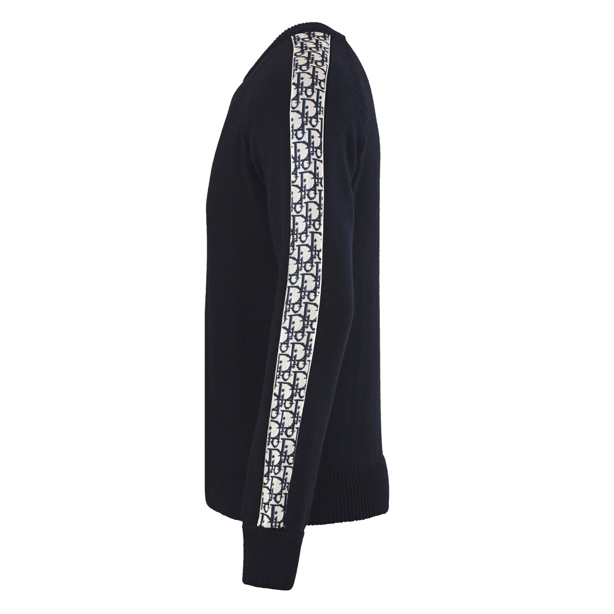 Christian Dior Side Lettering Jacquard Crewneck Sweater, Statement Pullover for Smart Casual Outfits