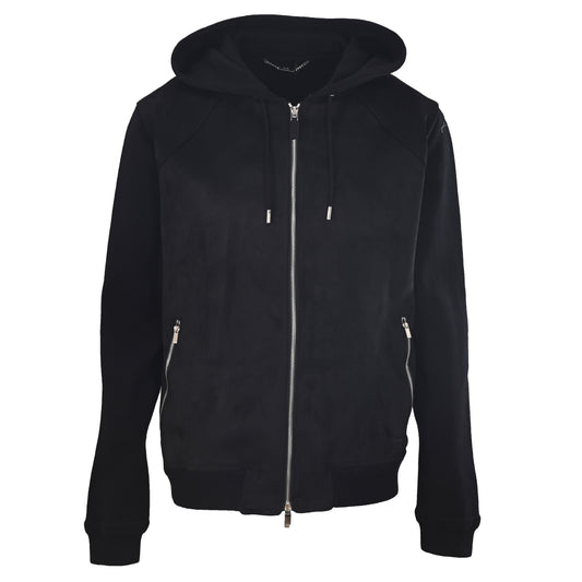 Christian Dior CD ICONS Wool and Suede Hooded Jacket with Embossed Logo and Zip-Up Front