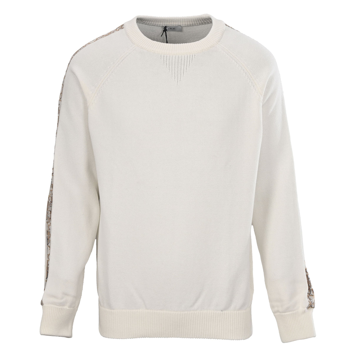 Christian Dior Webbing Detail Crewneck Knit Sweater, Casual Pullover Knitwear for Layered Outfits