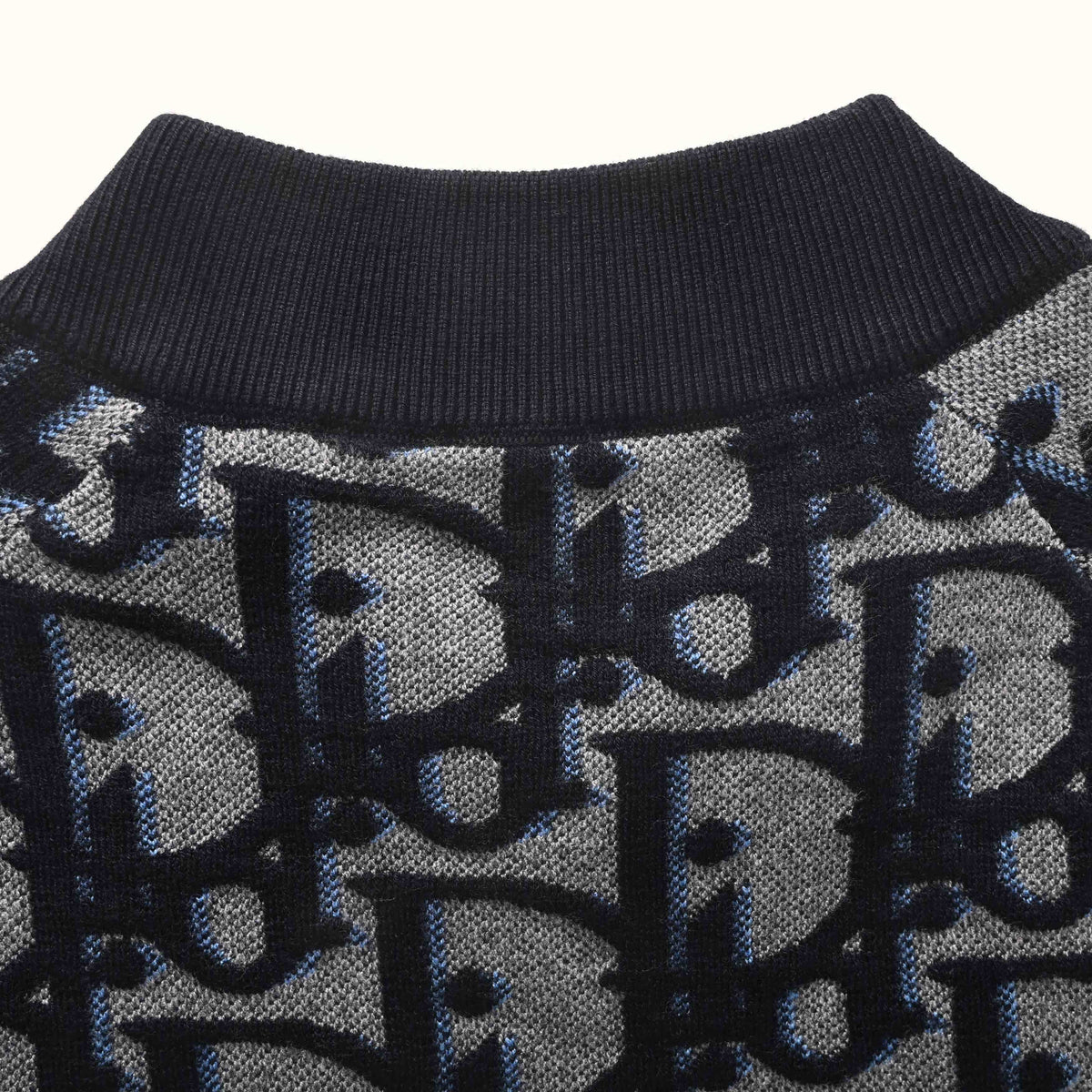 Christian Dior Large-Motif Jacquard Zip-Up Cardigan, Statement Knit Jacket for Casual Layering