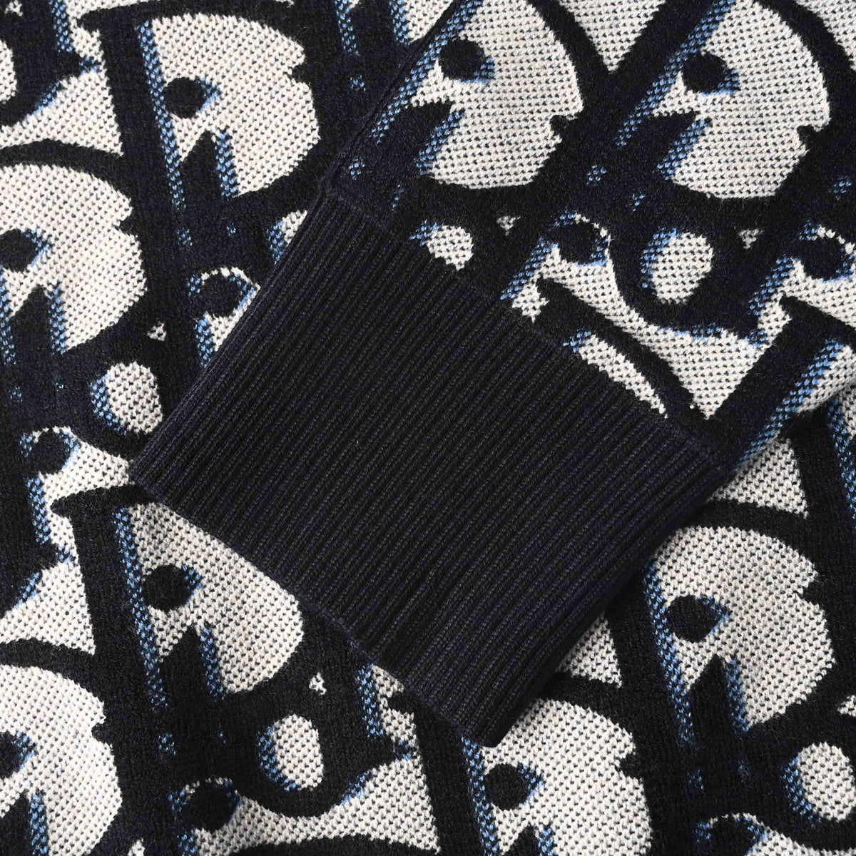 Christian Dior Cotton Wool Blend Jacquard Sweater, All-Over Pattern Knitwear for Smart Casual Outfits