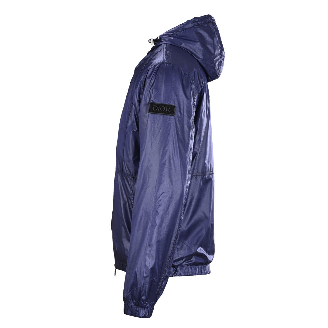 Christian Dior Silk Jacquard Hooded Jacket with Sleeve Label Detail for Elevated Casual Layering