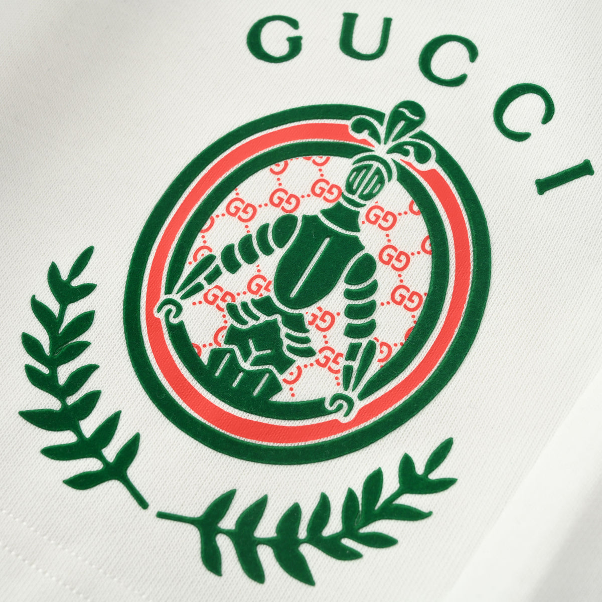Gucci Ivory Knight Crest Print Cotton Drawstring Shorts