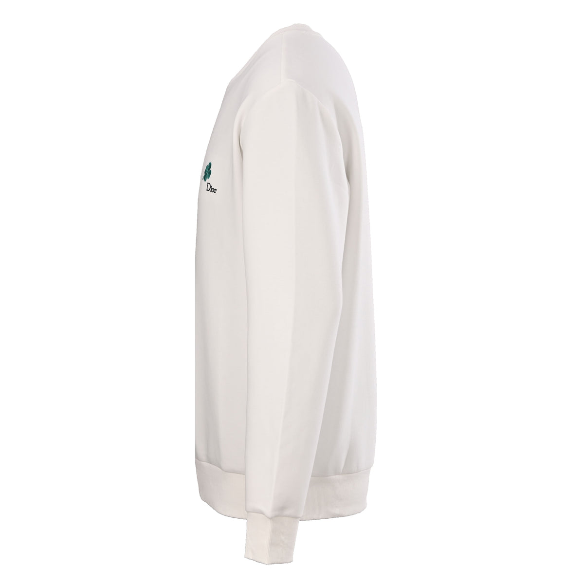 Christian Dior Crewneck Sweatshirt with Four-Leaf Clover Embroidery, Casual Statement Layering Pullover