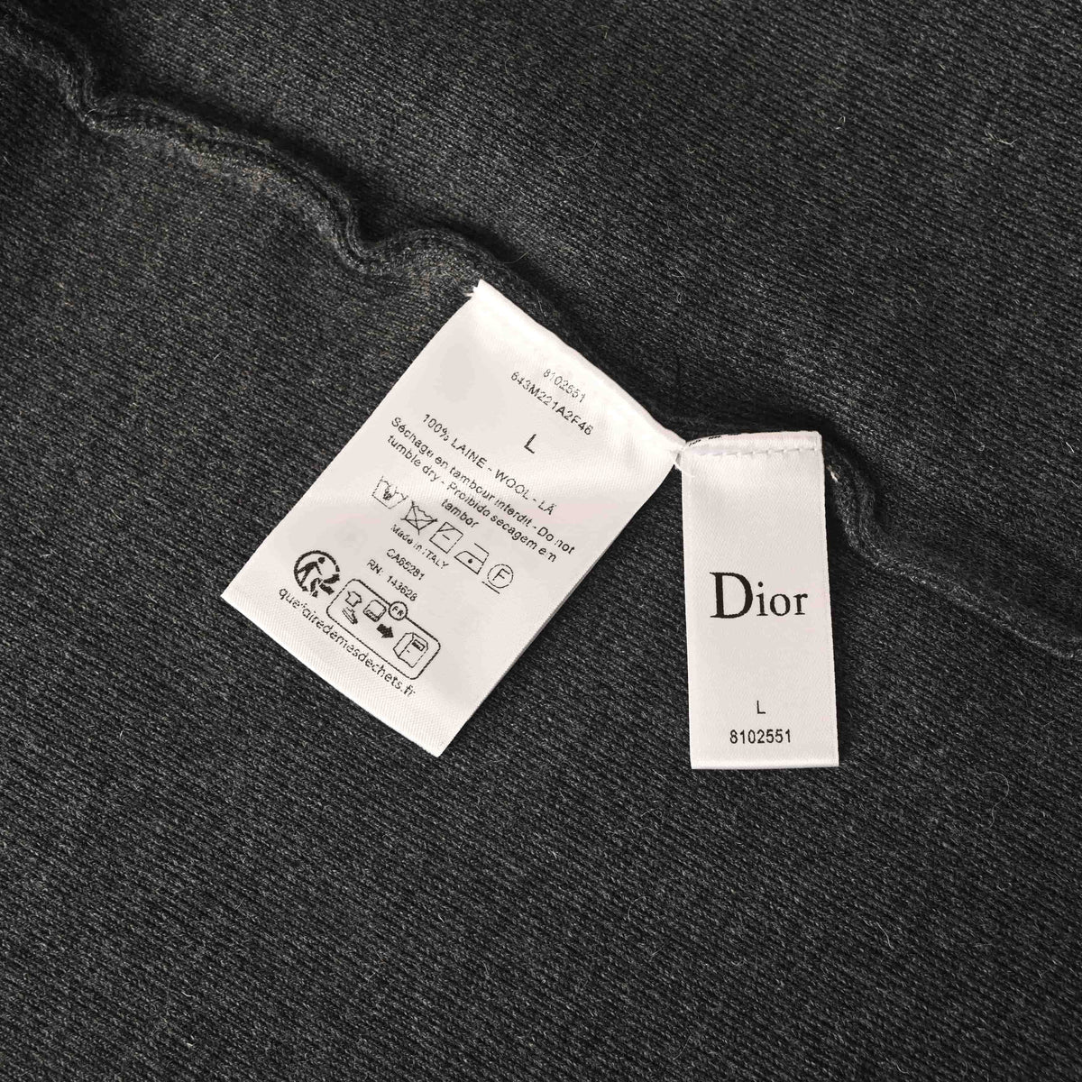 Christian Dior Small Logo Wool Knit Cardigan with Double-Faced Fabric and Zip Front
