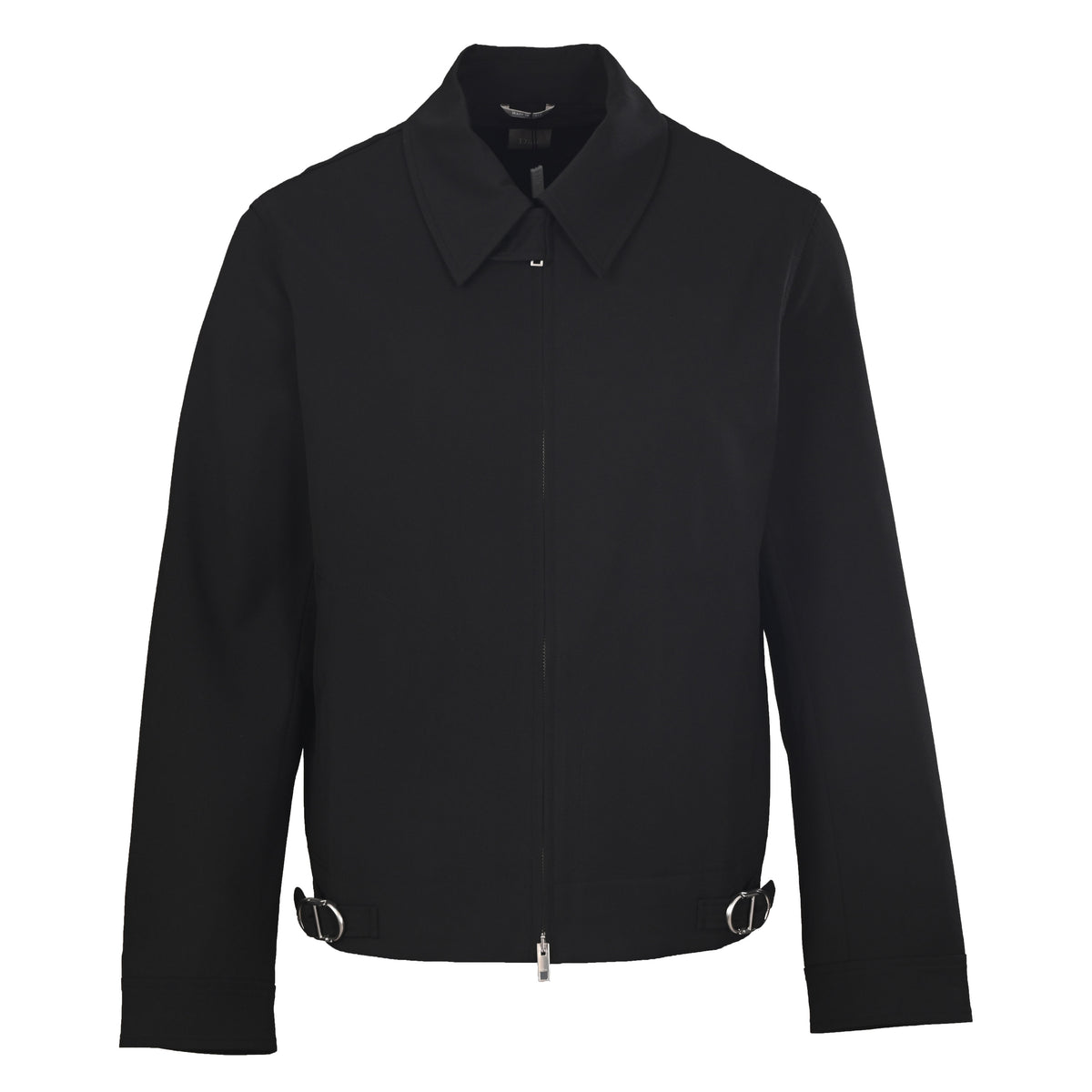Christian Dior Collared Zip-Up Jacket with Buckle Hem Detail, Casual Layering Outerwear