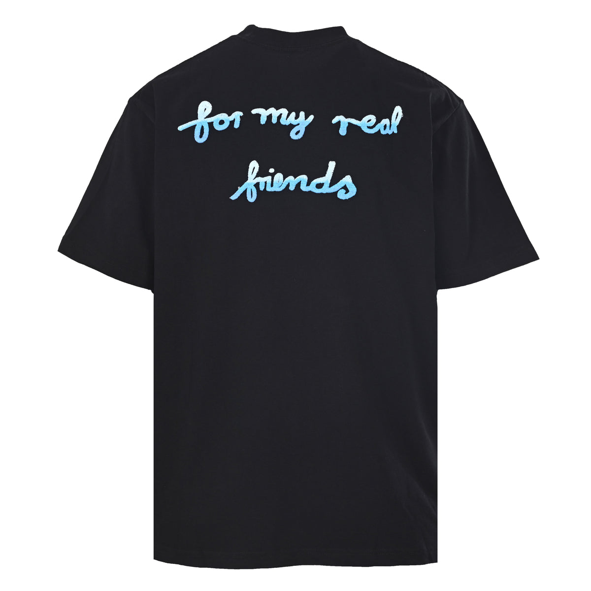 Christian Dior Blue Ombre Graffiti Embroidered Short-Sleeve T-Shirt with Front and Back Detailing