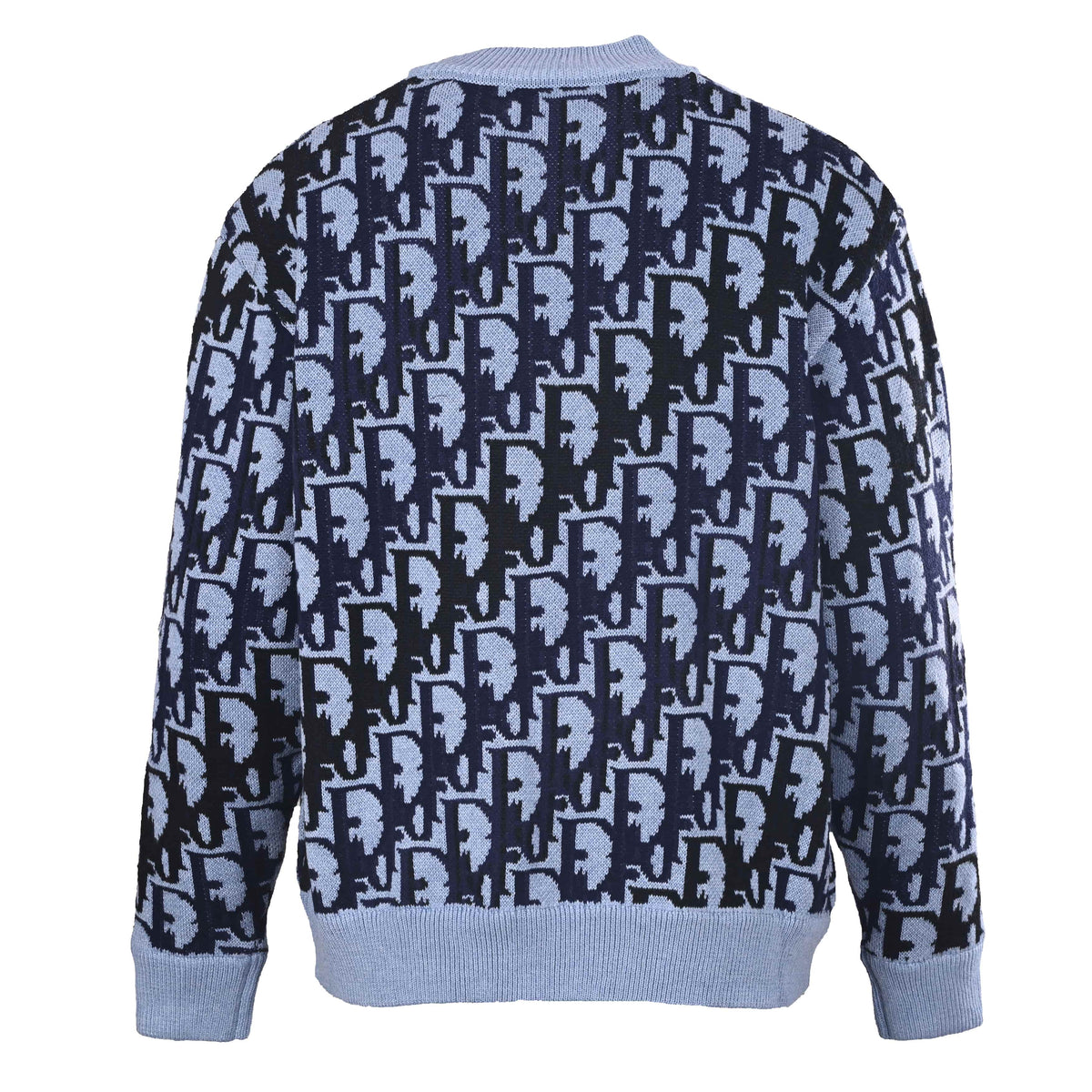 Christian Dior Gradient Monogram Jacquard Zip-Up Cardigan with Crewneck and All-Over Pattern