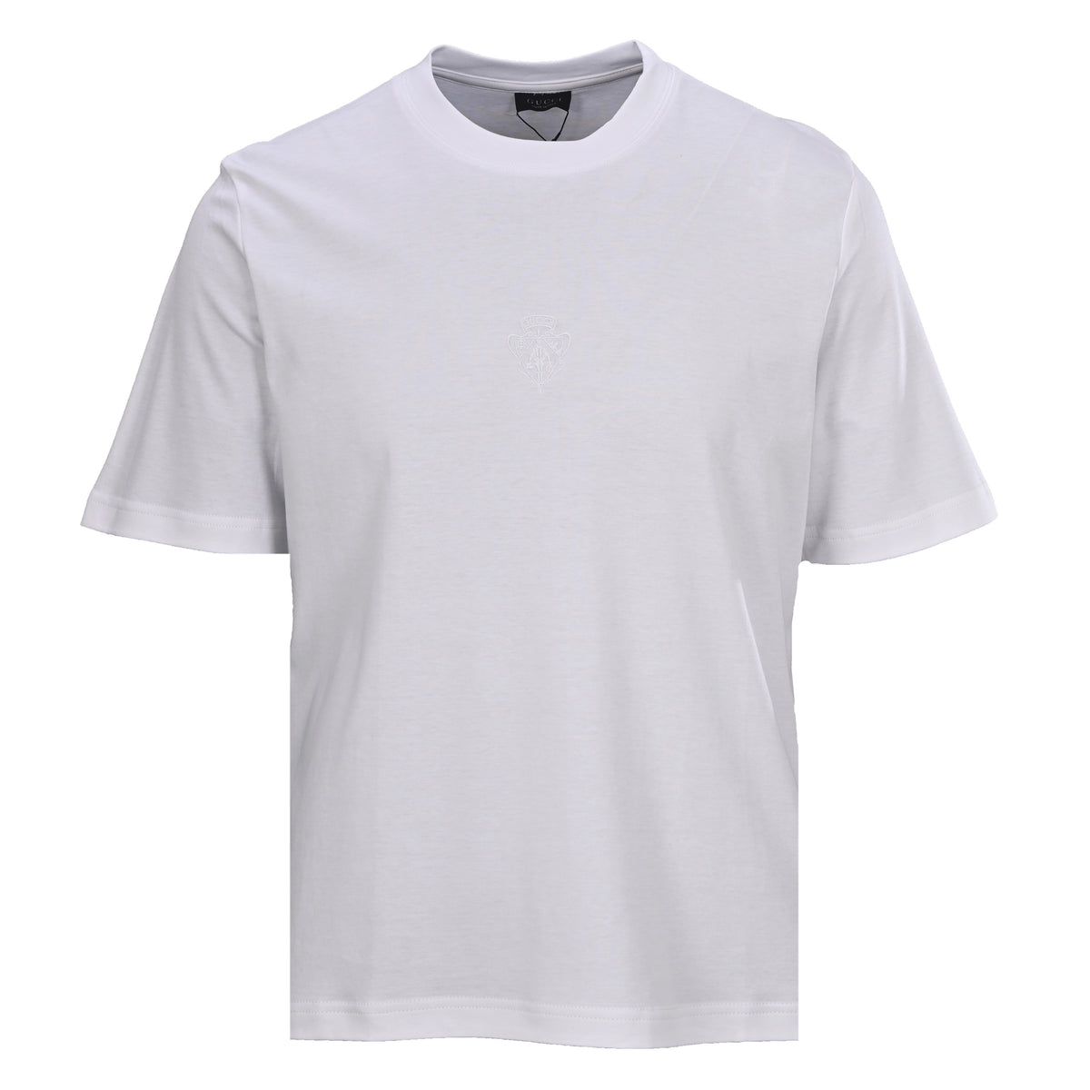 Gucci White Tonal Crest Embroidered Crewneck T-Shirt