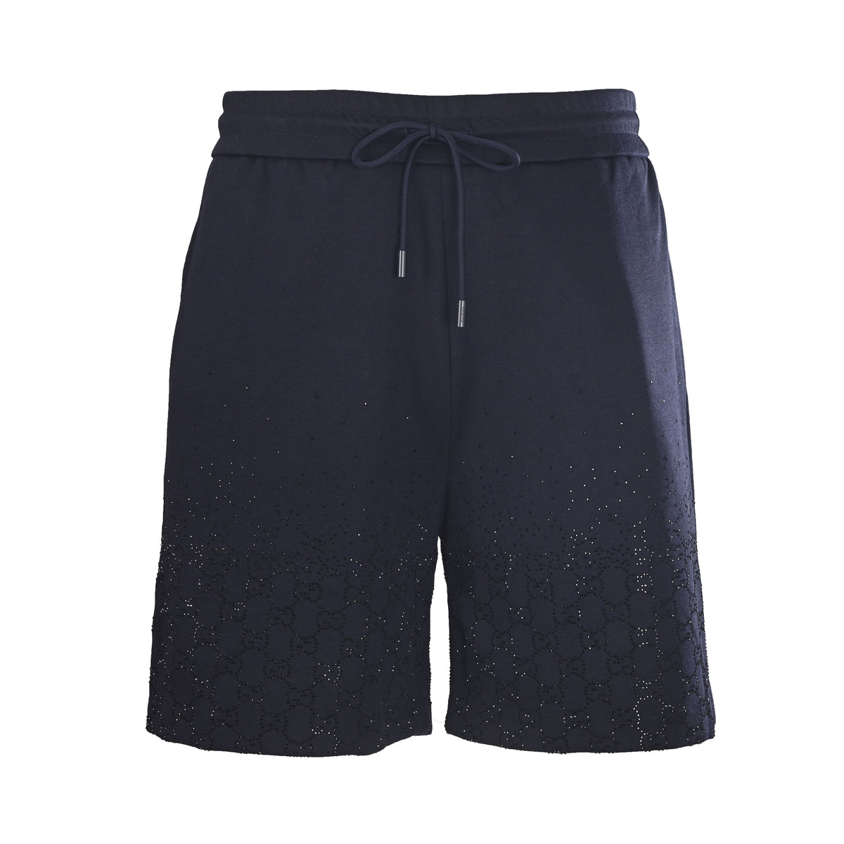 Gucci Navy Rhinestone Embellished Drawstring Shorts