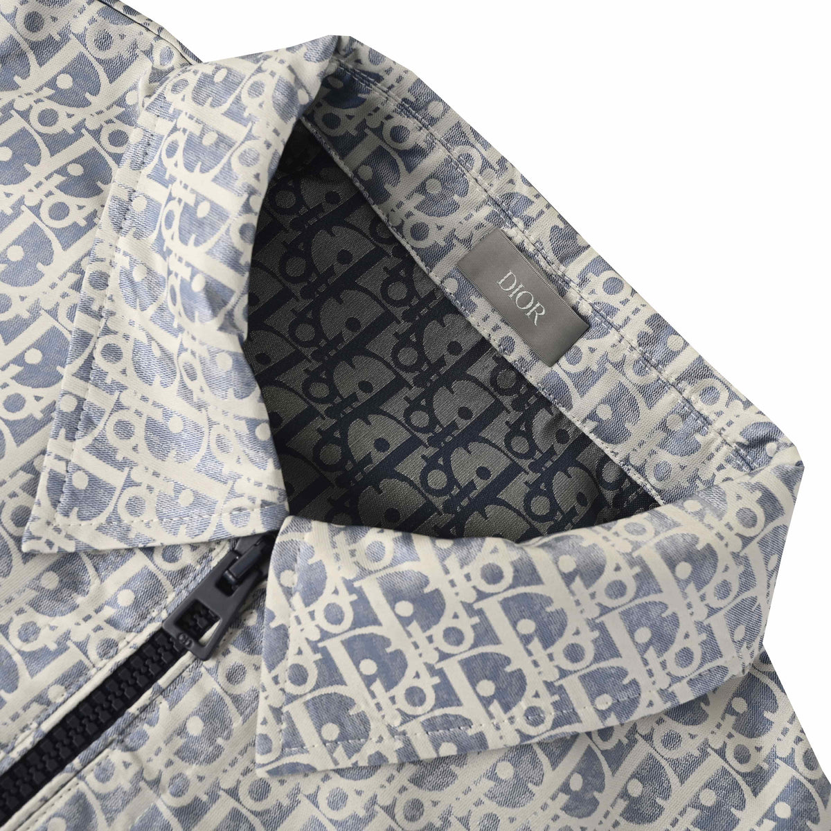 Christian Dior Bee Embroidered Collared Zip-Up Jacket with Chest Zip Trim, Smart Casual Outerwear