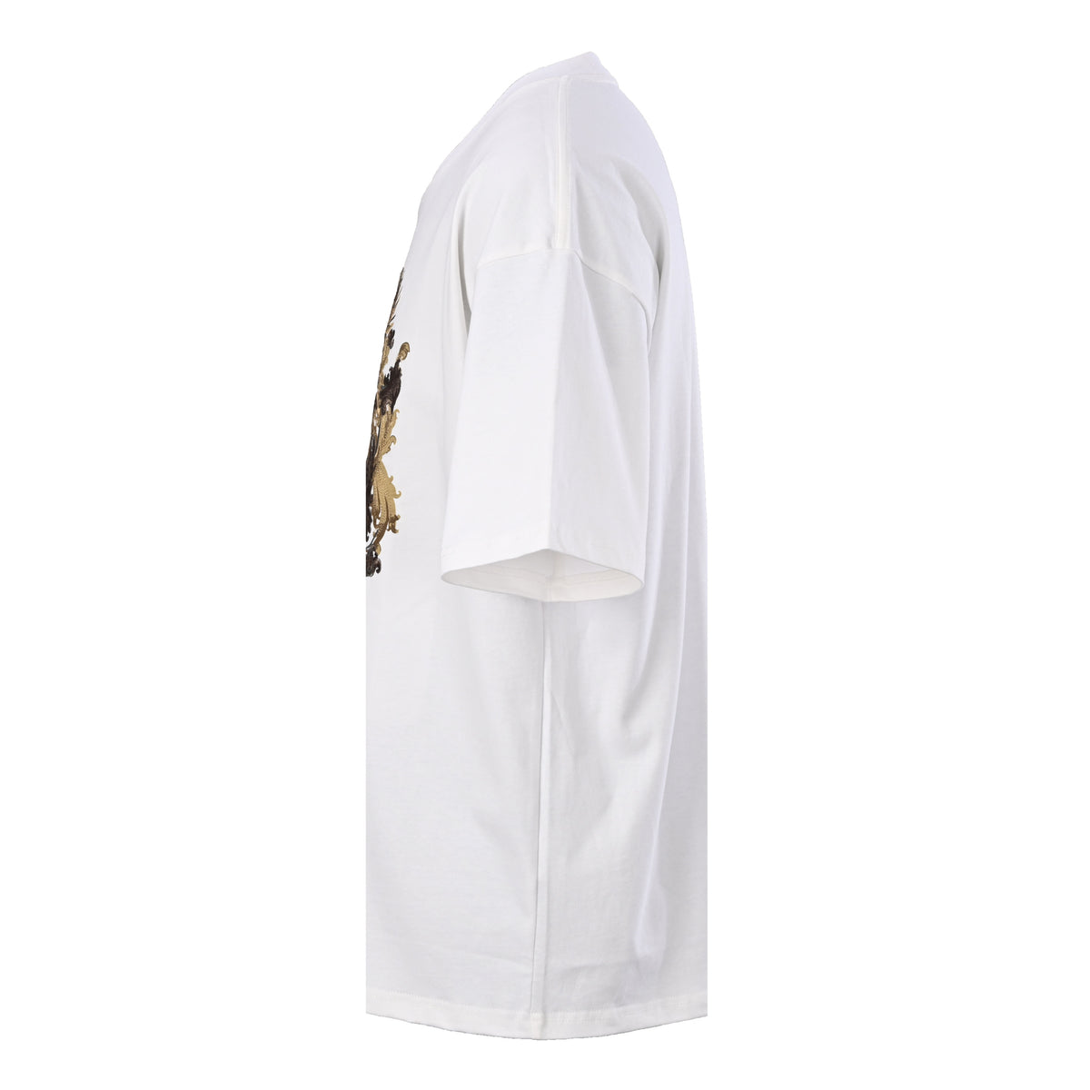 Christian Dior Crown and Bee Embroidery T-Shirt, Detailed Motif Short Sleeve Casual Tee