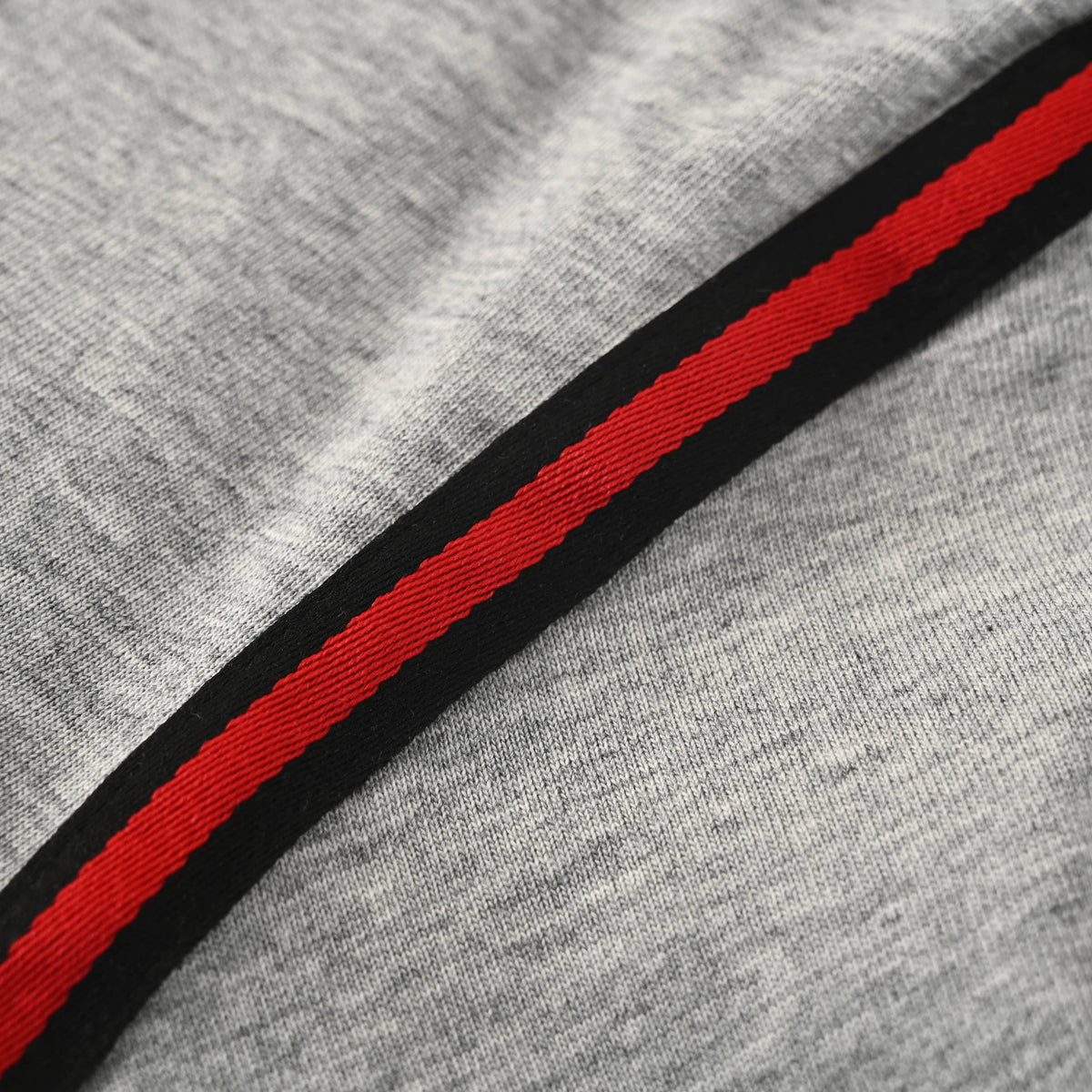 Gucci Heather Grey Striped Shoulder Tape Cotton Crewneck T-Shirt