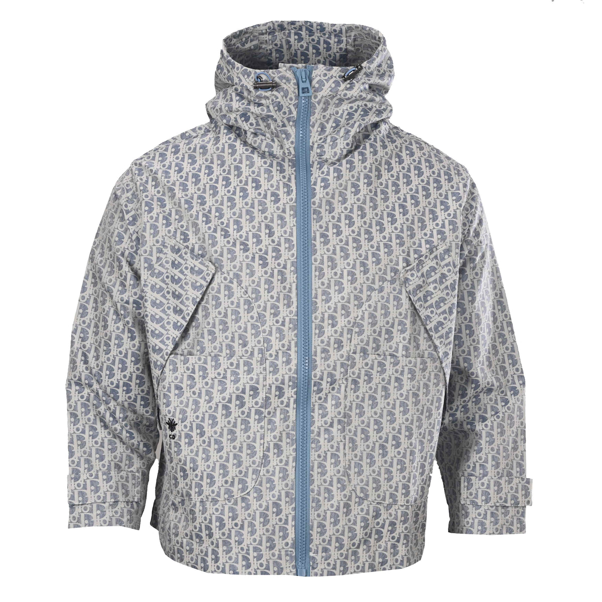 Christian Dior Bee Motif All-Over Logo Zip-Up Jacket, Patterned Outerwear for Casual Streetwear