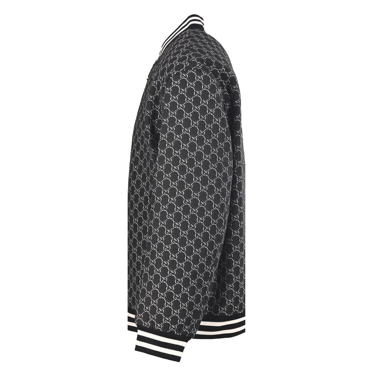 Gucci Monogram Jacquard Varsity Jacket with Embroidered Back Emblem
