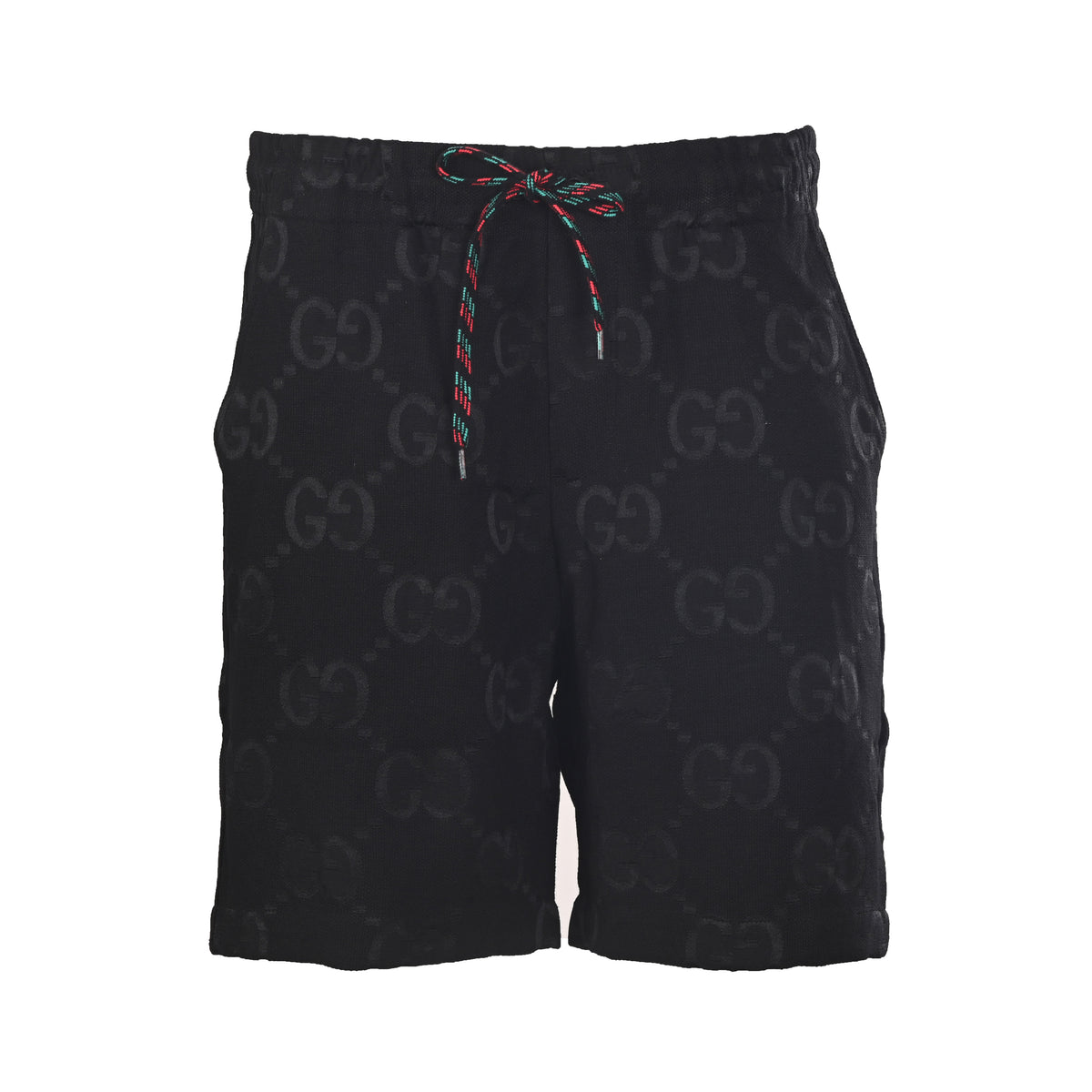 Gucci Black Jumbo GG Jacquard Drawstring Shorts