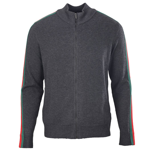 Gucci Wool Stand-Collar Jacket with Red and Green Web Trim