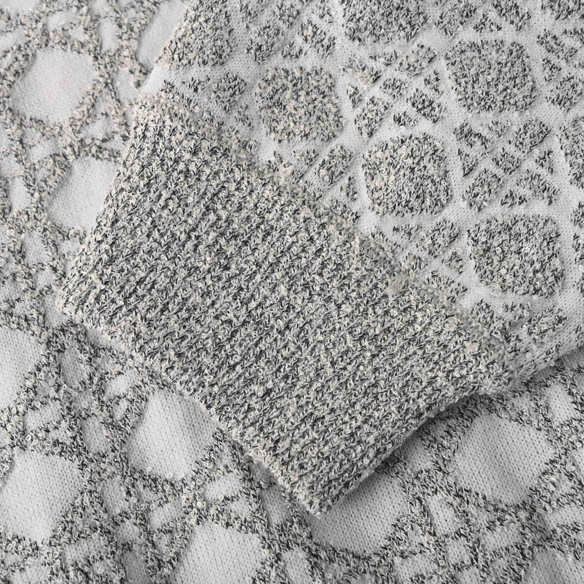Christian Dior Grey and White Cannage Knit Zip-Up Jacket, Patterned Knitwear for Smart Casual Layering