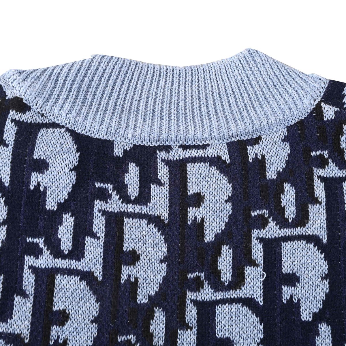 Christian Dior Gradient Monogram Jacquard Zip-Up Cardigan with Crewneck and All-Over Pattern