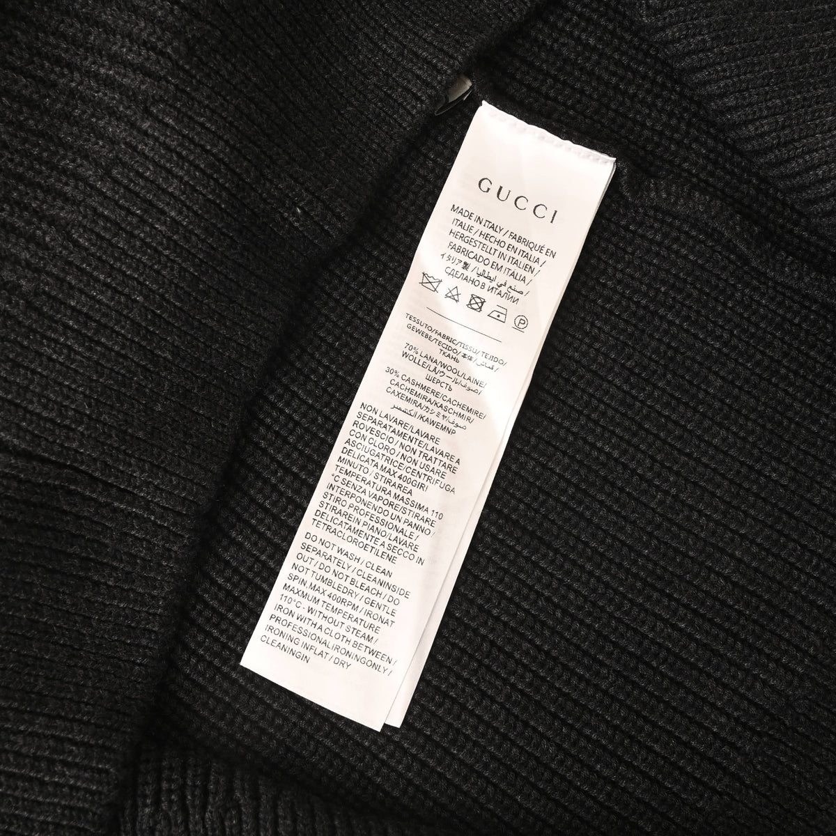 Gucci Wool-Cashmere Ribbed Crewneck Logo Sweater