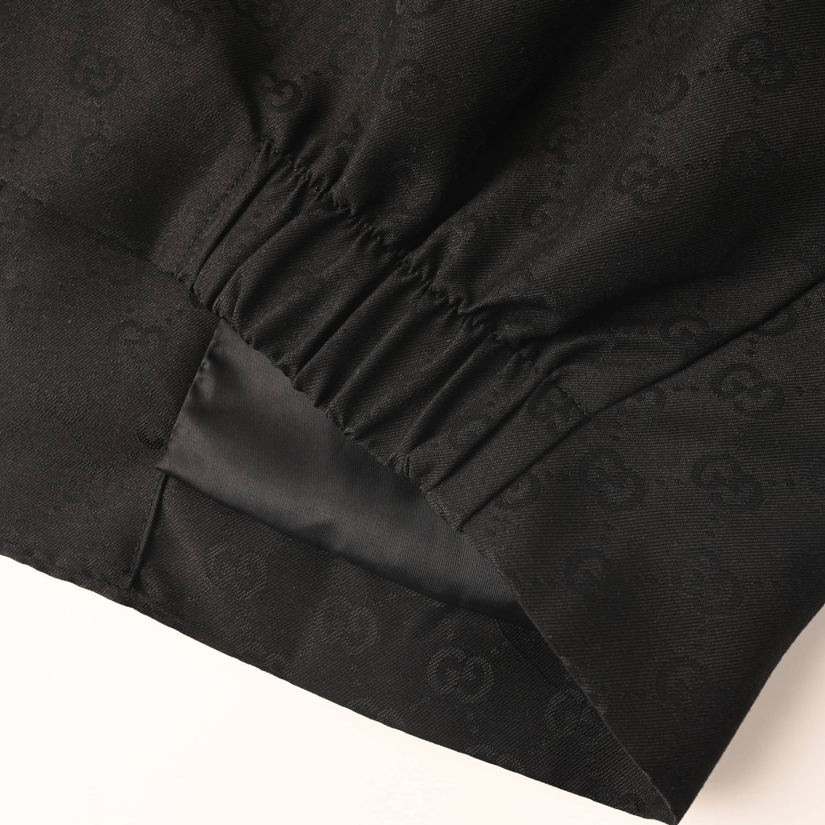 Gucci Black Tonal GG Jacquard Zip-Front Collared Jacket