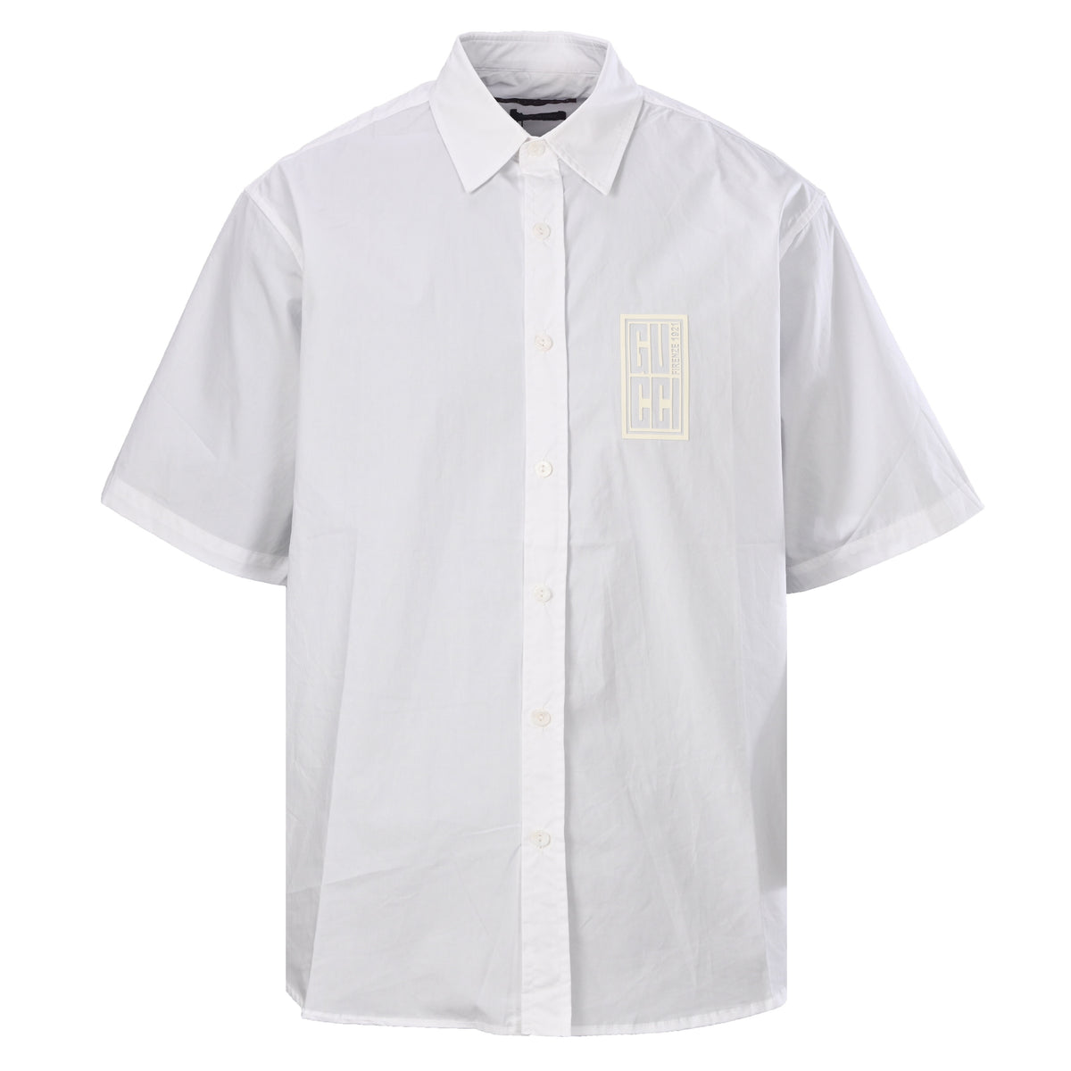 Gucci White Raised G Logo Cotton Short-Sleeve Shirt