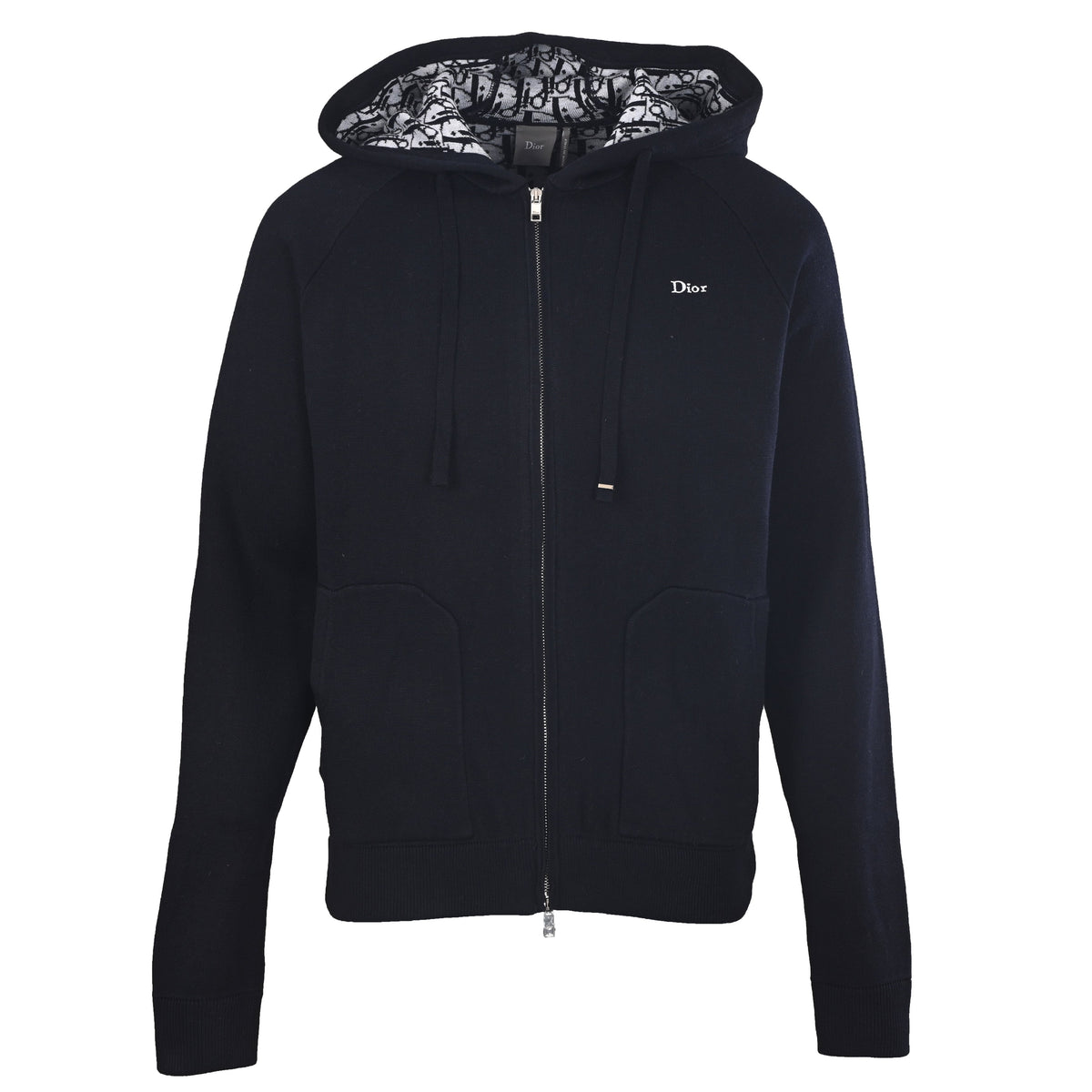 Christian Dior Jacquard-Lined Hooded Sweatshirt Jacket, Blended Fabric Hoodie for Casual Layering