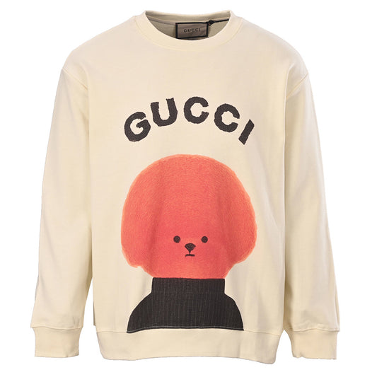 GUCCI Cream Coral Dog Graphic Cotton Sweatshirt