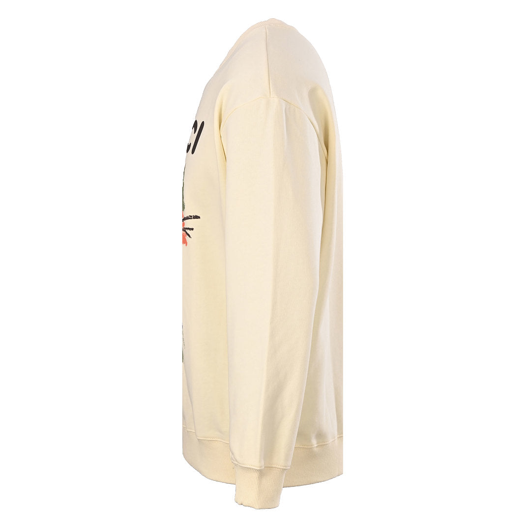 GUCCI Cream Two Cats and Cupcake Cotton Sweatshirt
