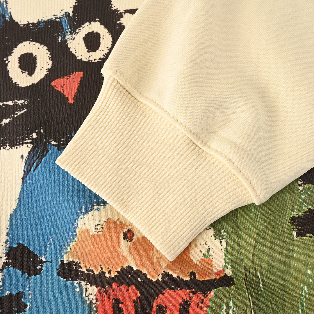 GUCCI Cream Two Cats and Cupcake Cotton Sweatshirt