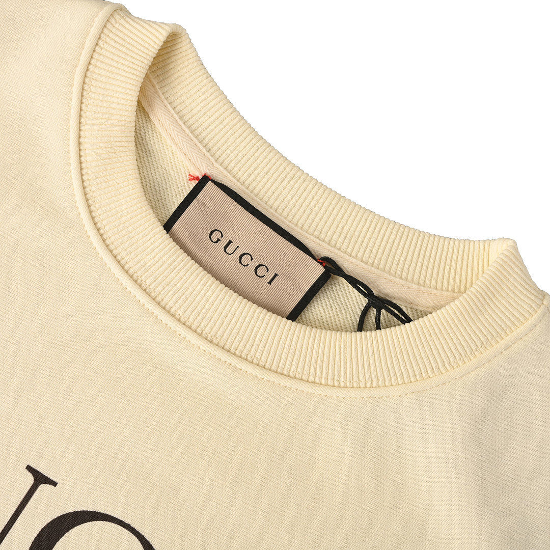 GUCCI Cream Cat and Bird Graphic Cotton Sweatshirt