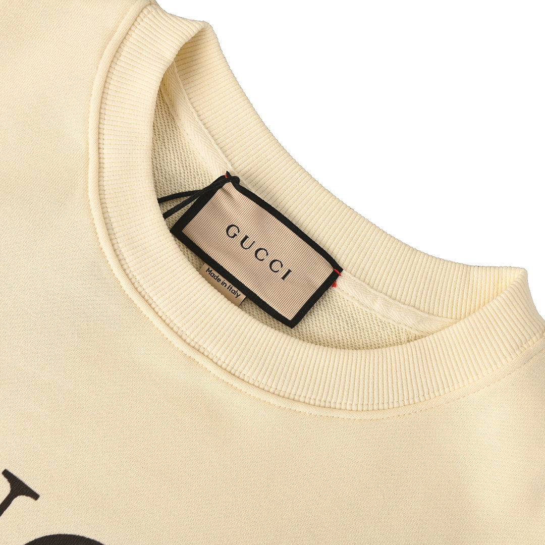 GUCCI Cream Cat and Fish Graphic Cotton Sweatshirt