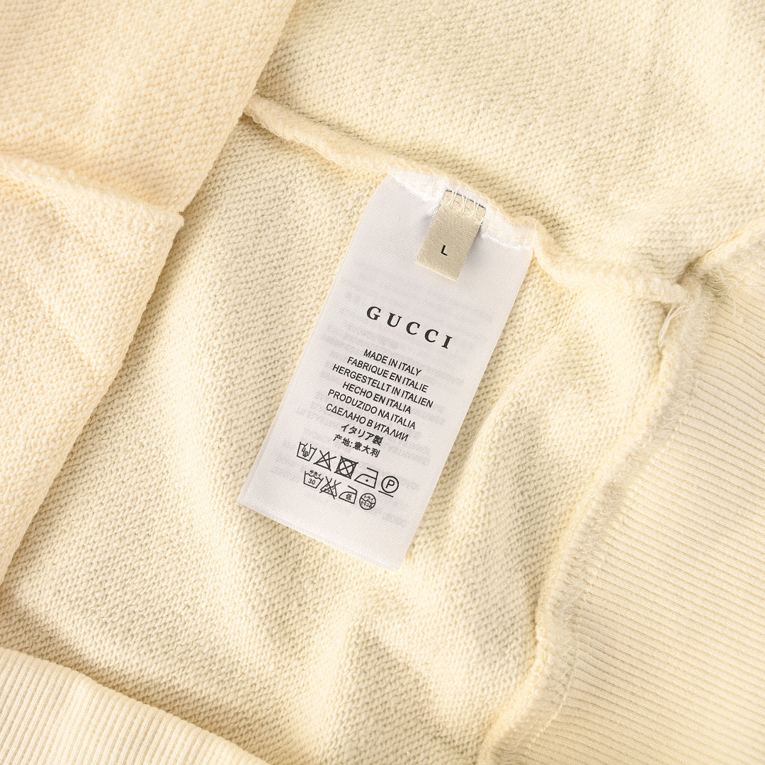 GUCCI Cream Cat and Fish Graphic Cotton Sweatshirt