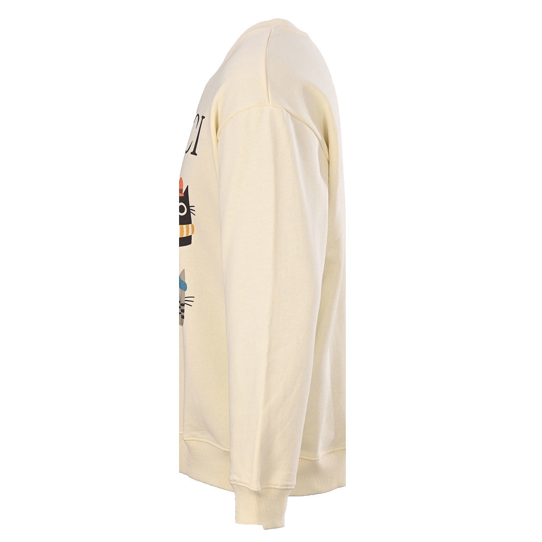 GUCCI Cream Six Cats Graphic Cotton Sweatshirt