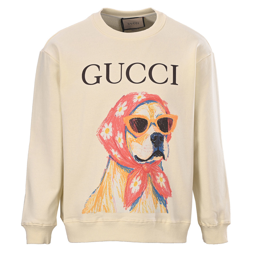 GUCCI Cream Sunglasses Dog Cotton Sweatshirt
