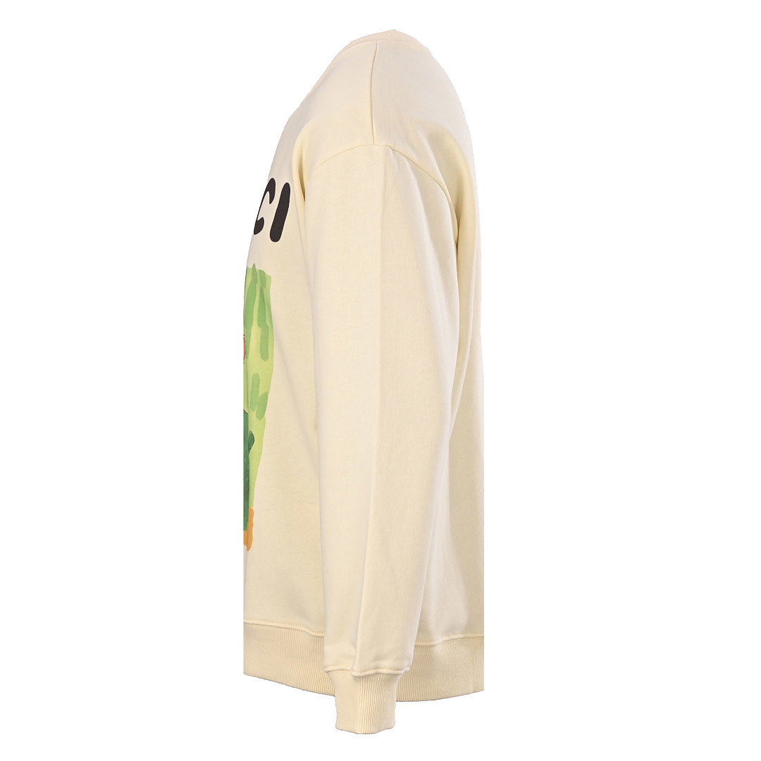 GUCCI Cream Green Dog and Rider Cotton Sweatshirt