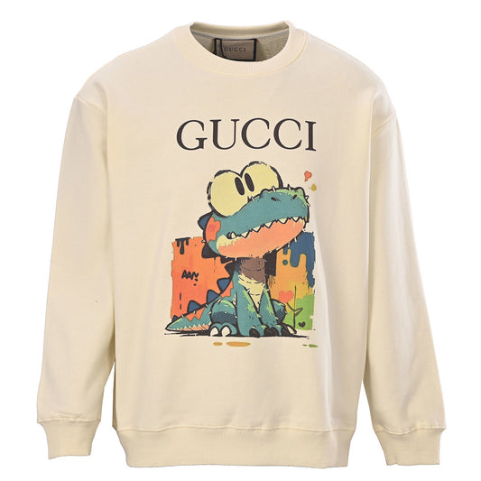 GUCCI Cream Cartoon Dinosaur Cotton Sweatshirt