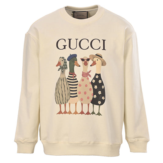 GUCCI Cream Four Ducks Graphic Cotton Sweatshirt